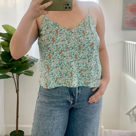 VS Floral Tiger Print Cat Sleep Lounge Pajama Blouse Artsy Classy Chic Tank Top - Picture 5 of 6